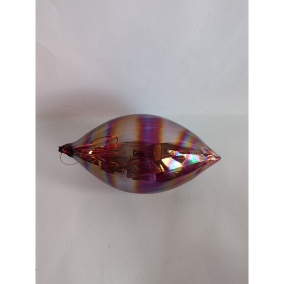 Vtg Red Iridescent Swirl Hand Blown Glass Teardrop Christmas Ornament Large - Picture 2 of 3